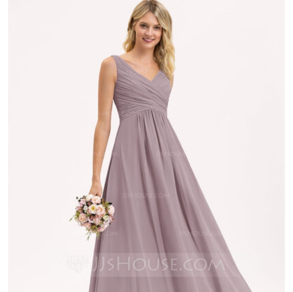 A-line/princess v-neck floor length chiffon brides
